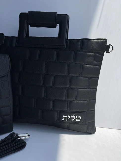 סט כיסויים לטלית תפילין דגם "כותל" צבע שחור