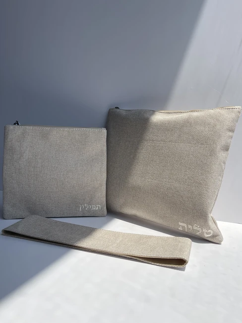 סט כיסויים לטלית תפילין ועטרה תואמת דגם "אדיר"