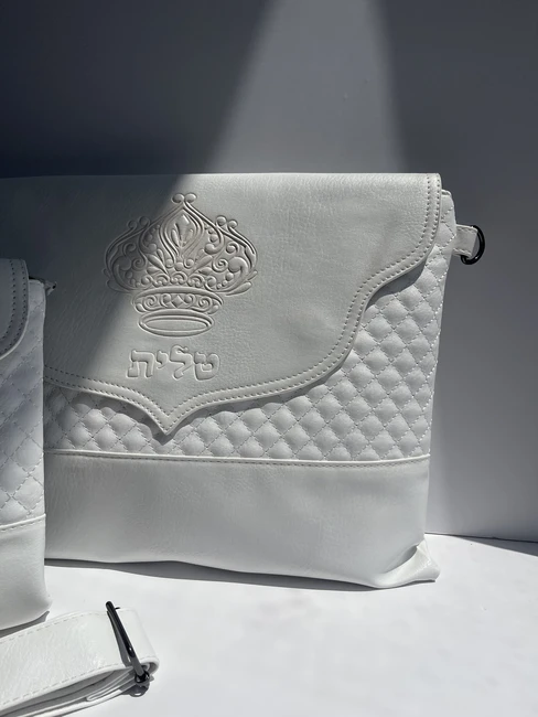 סט כיסויים לטלית תפילין דגם "כתר" צבע לבן