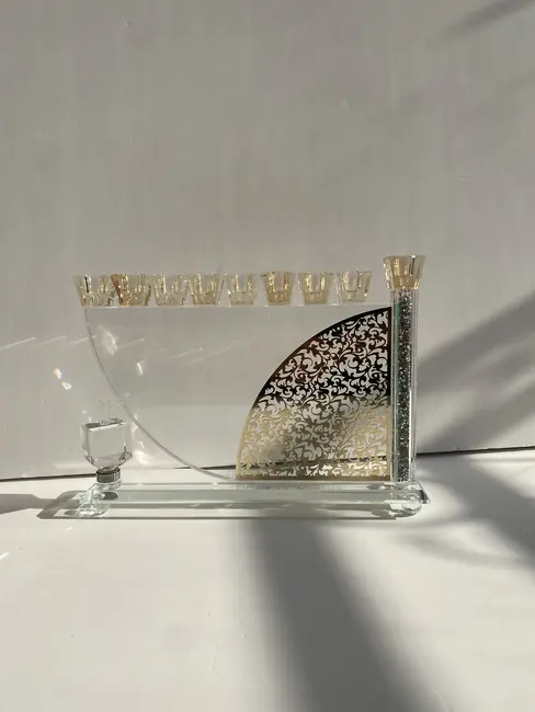 חנוכיית קריסטל דגם "עיטורים"