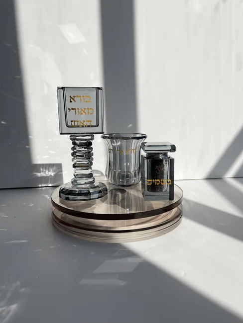 סט הבדלה קריסטל מושחר דגם "אור"